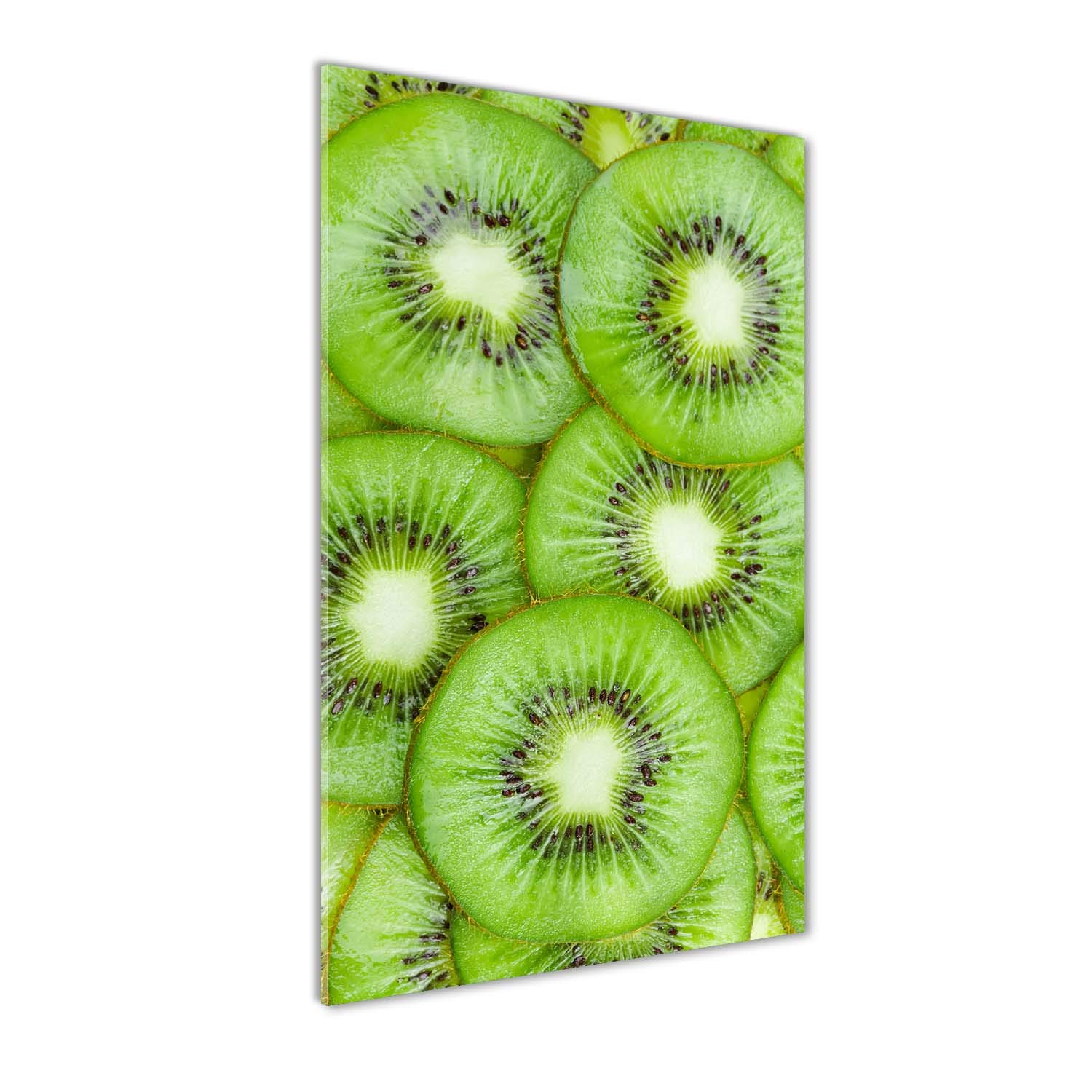 Tableau kiwi vert 60x120 cm en verre imprimé pour cuisine moderne