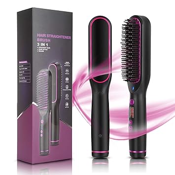 Amazon.com: Cepillo alisador de pelo Uplayteck para alisar el pelo, plancha  con peine incorporado, calentamiento rápido, anti-escaldaduras y 5 ajustes  de temperatura con pantalla LCD, plancha de cepillo calentado perfecto para  el