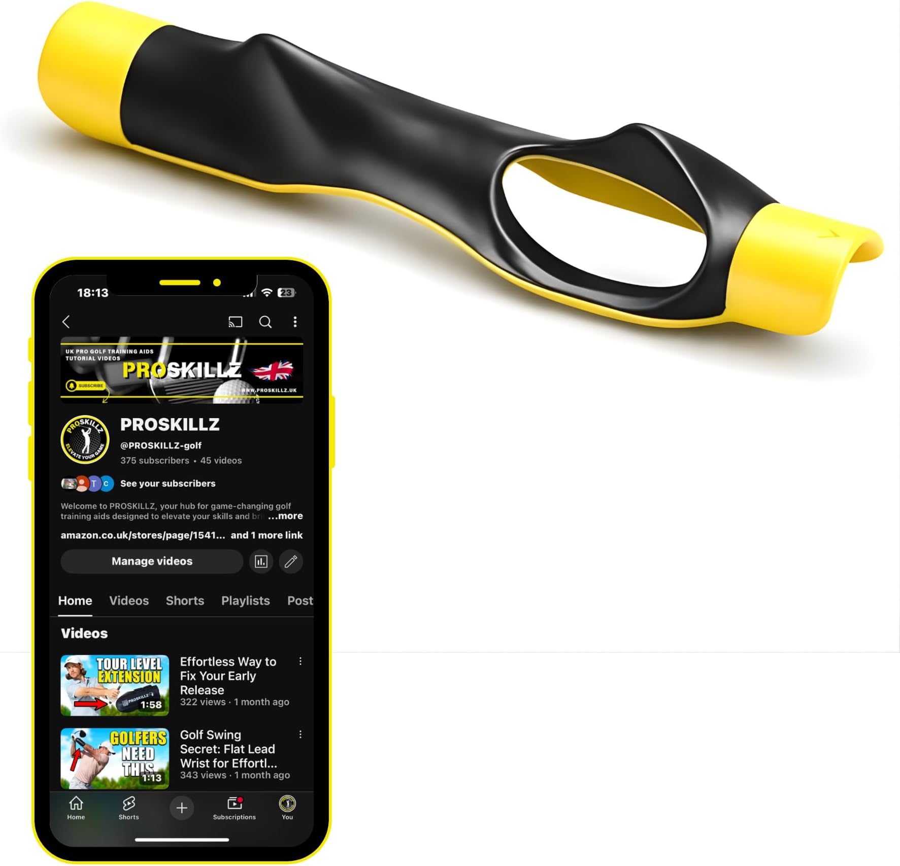 UK PRO Golf Grip Trainer Right-Handed I Clip-On Hand Placement Corrector Fits Most Club Grips I Build Muscle Memory for Better Swing Mechanics, Accuracy & Control I Tutorial Videos Included