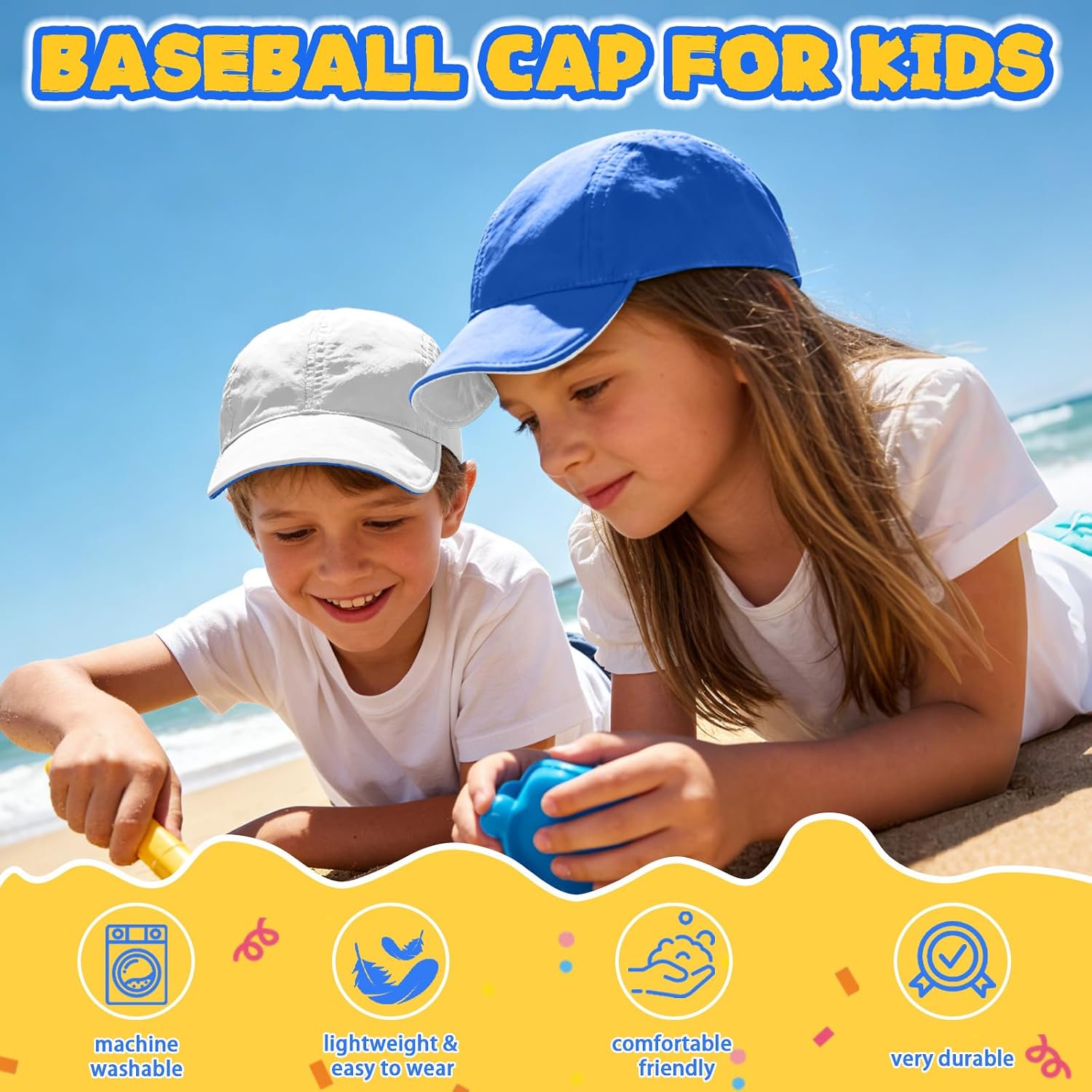 ZOORON Kids Baseball Cap Quick Dry Foldable Lightweight Adjustable Baseball Hat for Boys Girls, Reversible Double-Side-Wear