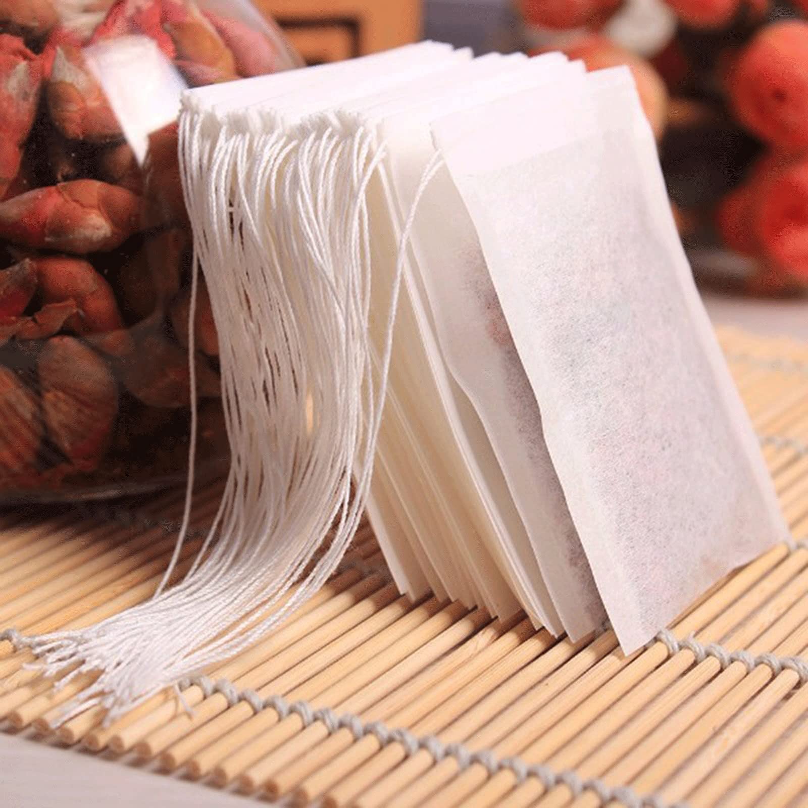 Juego de 200 bolsas de té desechables no tejidas, infusor de té con cuerda de sellado curativo, papel de filtro para hierbas sueltas (600 unidades)