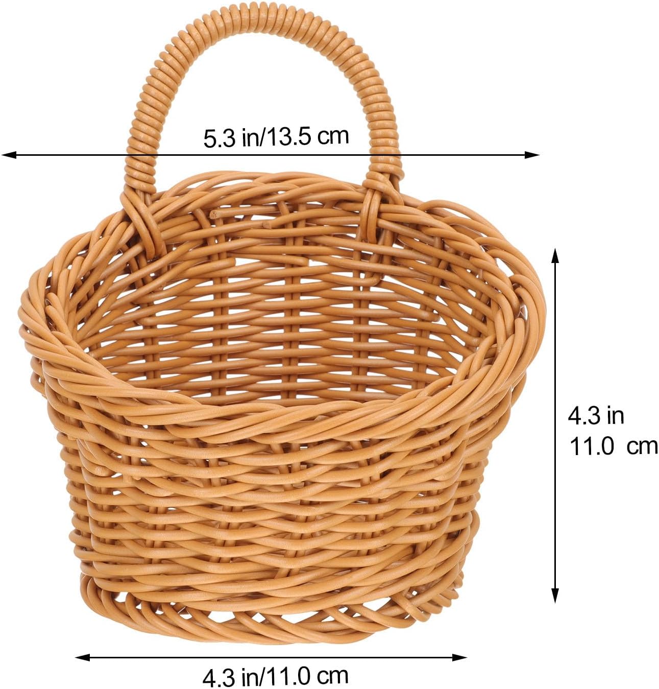Woven Wall Hanging Kitchen Storage Basket for Garlic and Vegetables, Small Size Faux Rattan Organizer Basket for Kitchen Wall Storage and Home Use