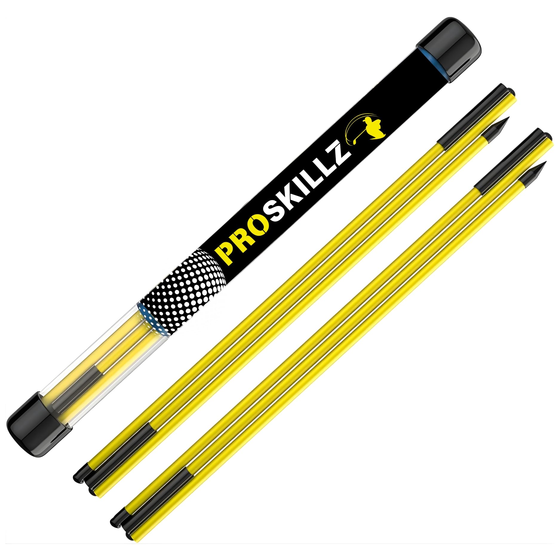 UK PRO Golf Alignment Sticks – 2-Pack Training Aid for Swing Path, Ball Position & Posture – Includes Carry Tube & Tutorial Videos – Golf Accessories & Gift for Men & Women