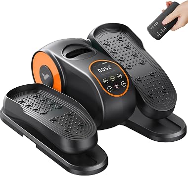 MERACH Under Desk Elliptical Machine, Leg Exerciser While Sitting for Seniors with 12-Speeds & Remote Control, Quiet Portable Electric Seated Pedal Exerciser Machine for Home Office