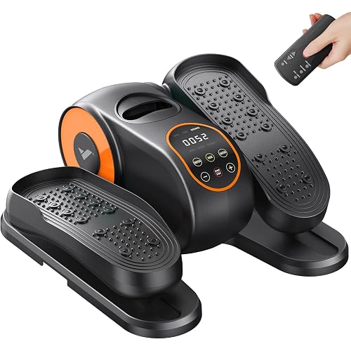 MERACH Under Desk Elliptical, Leg Exerciser While Sitting for Seniors | Quiet Portable Electric Seated Pedal Exerciser Machine with Remote Control & 12-Speeds for Home Office