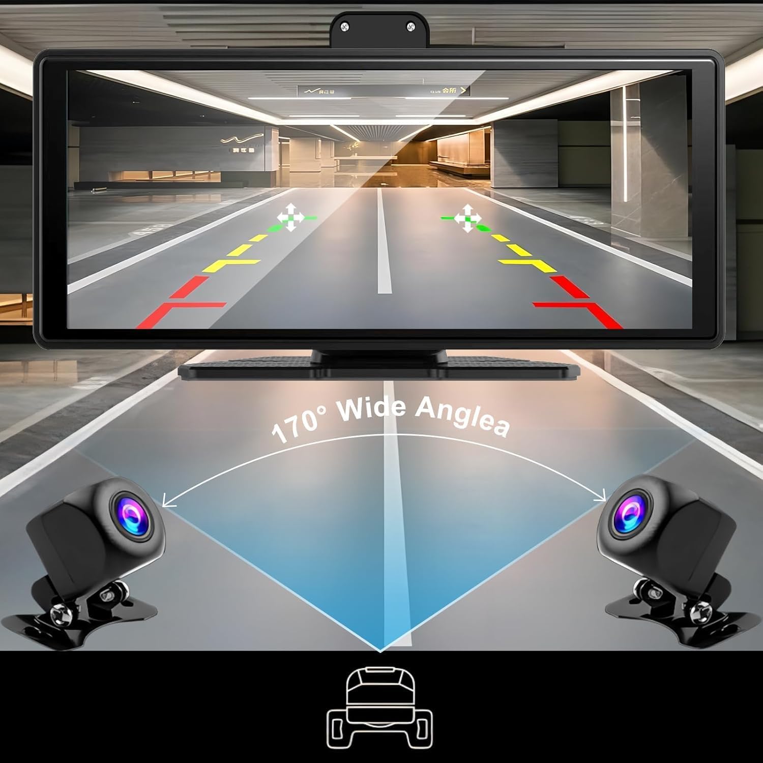 Écran CarPlay Portable sans Fil pour Voiture, 10,26 Pouces, CarPlay et Android Auto, stéréo Tactile pour Voiture, avec caméra de Tableau de Bord 4K, caméra de recul, Bluetooth, Navigation GPS