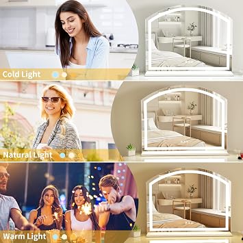 TRIOBLADE Vanity Mirror with Lights LED Lighted Up Makeup Mirrors with Dimmable 3 Modes and Brightness Adjustment Touch Screen Control 10X Magnifying Glass for Bedroom Dressing Room (50x40cm)