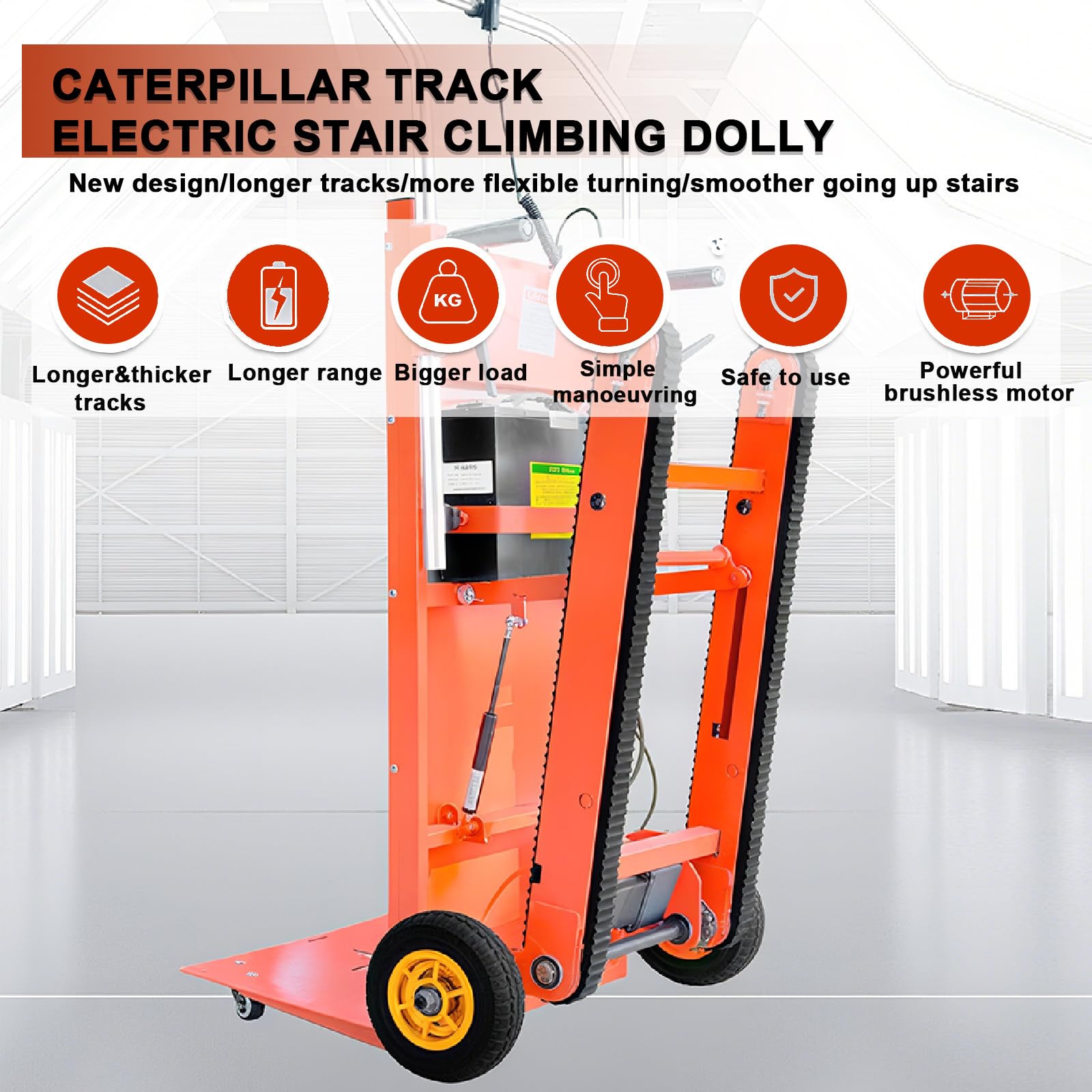 Elektrischer Treppensteigerwagen, Tragkraft 200–400 Kg, Mit Verstellbarem Griff Und 95 Cm Langen Ketten – Elektrischer Treppensteigerwagen Wagen Für Möbellogistik Und Lager load-bearing440lb