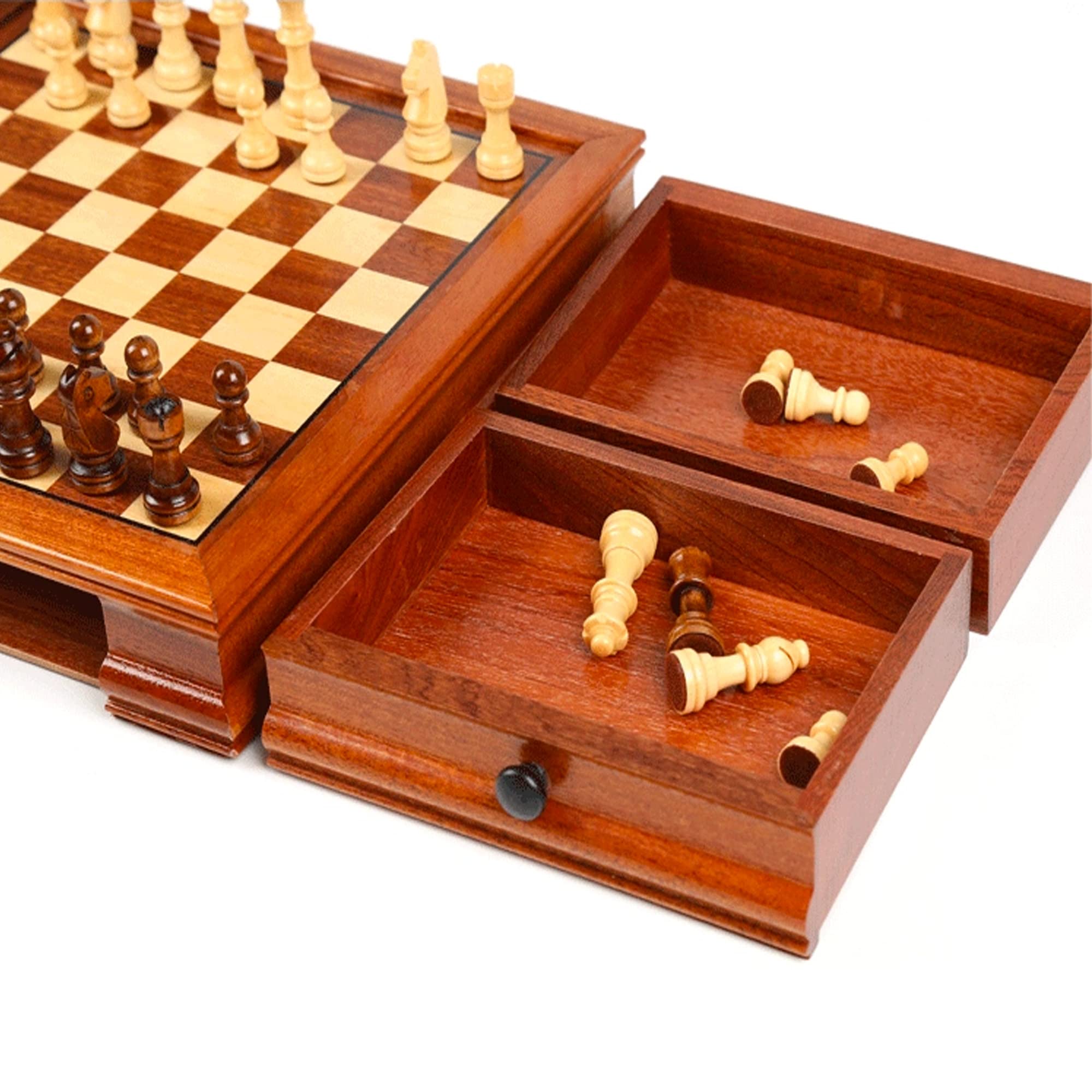 Juego de Ajedrez con Tablero Magnético, Cajón, Ajedrez Mediano Dos en uno, Madera Maciza magnética, Regalo Decorativo
