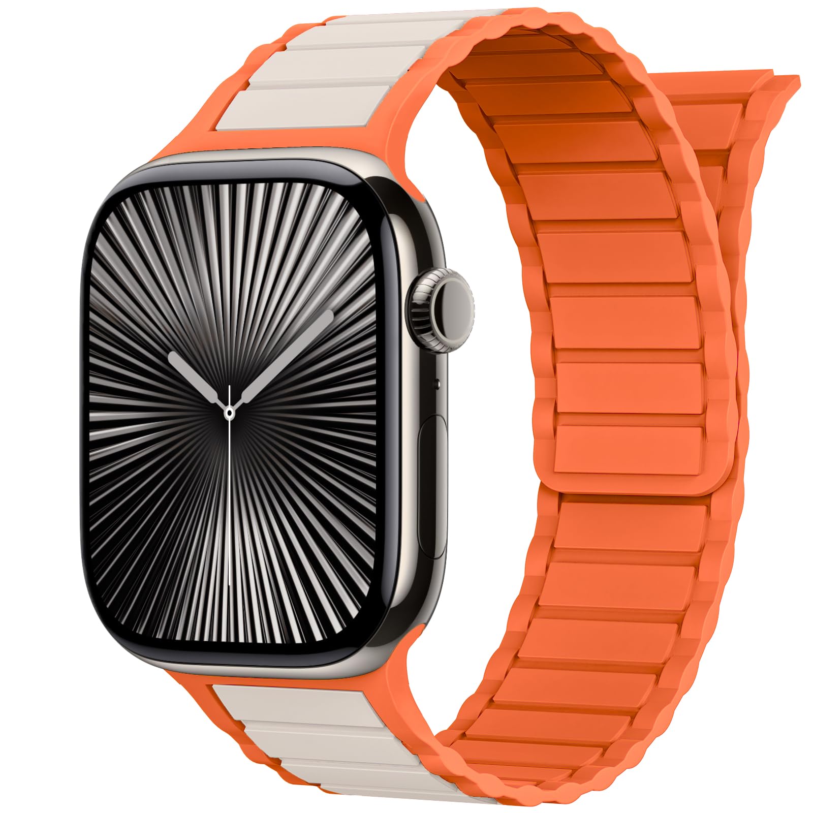 AIRPROCE Magnetic Link Solo Loop Sport Silicone Bands Compatible with Apple Watch Bands 40mm 41mm 42mm 44mm 45mm 46mm 49mm iWatch Ultra 2 Ultra SE