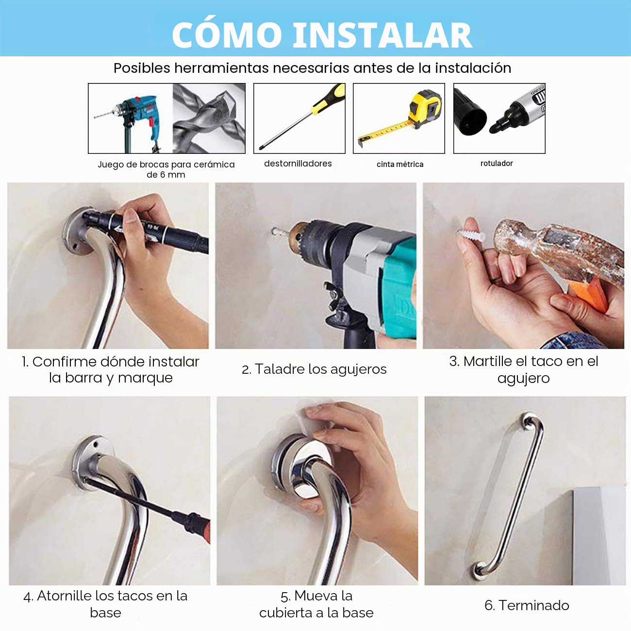 Barra de apoyo de acero inoxidable mango de bañera de baño para inodoro para personas mayores, discapacitados, niños, embarazada, 40 cm