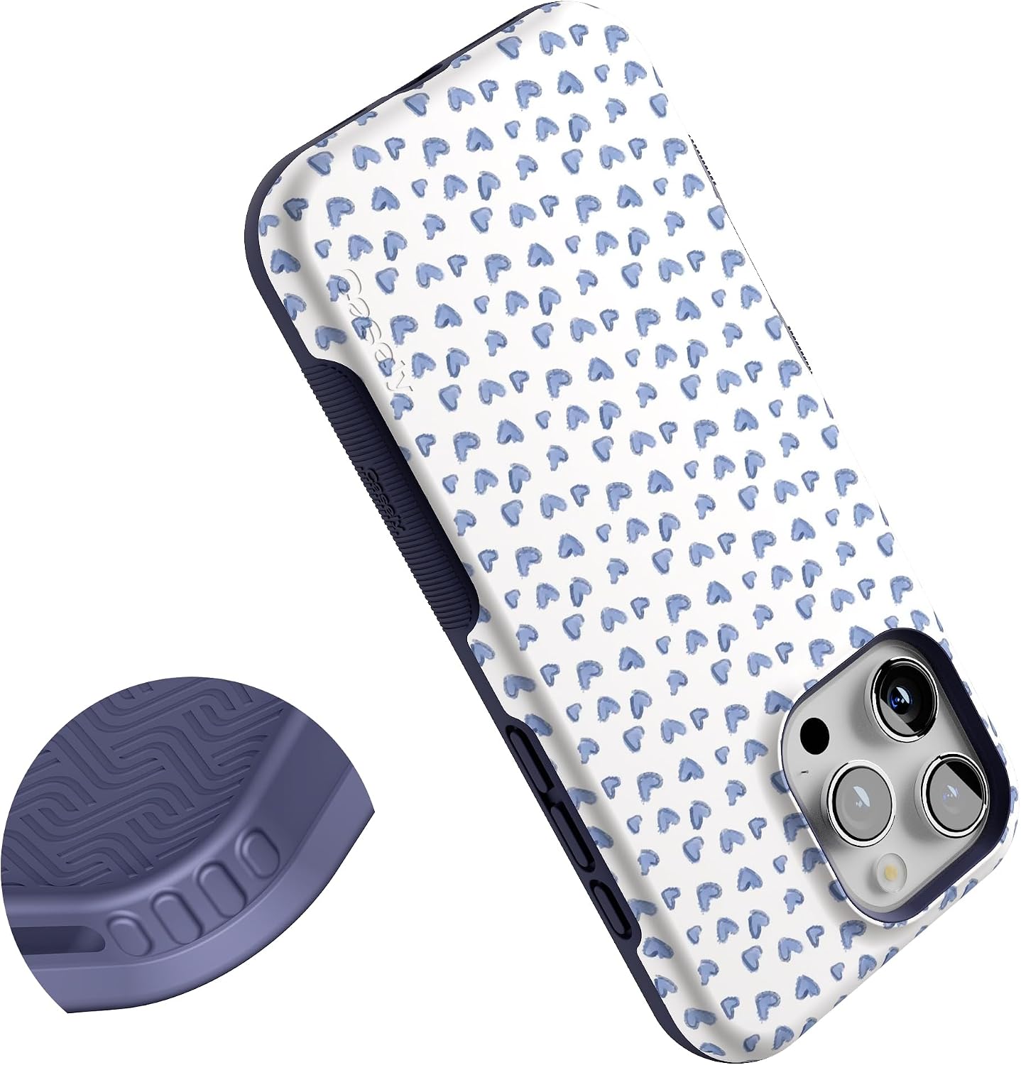 Casely iPhone 16 Pro Case | Lovebug | Blue Hearts | Bold Protective Design | Compatible with MagSafe