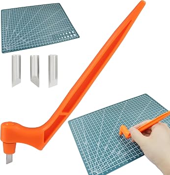 Craft Cutting Tools, Craft Cutting Knives with 3 different 360 Degree Rotating Blades and Cutting Mat, Stainless Steel Cutter Pen for Stencils Scrapbooks DIY Crafts Orange