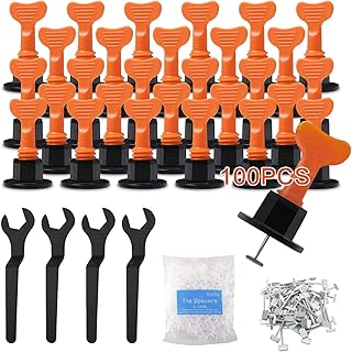 100PCS Tile Leveling System Kits, with Special Wrench 4PCS & 500Pcs 2mm Tile Spacers, Reusable Flooring Level Tile levellers & Replaceable T-pin, for DIY Wall & Floor Construction Tools