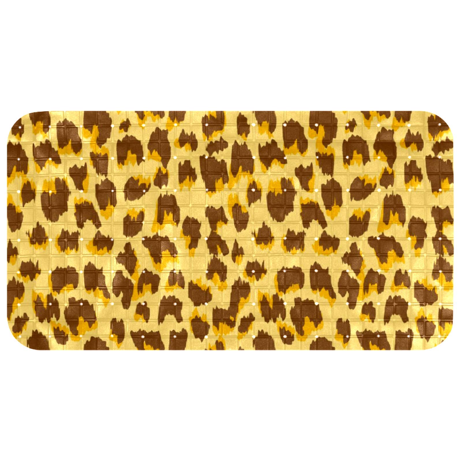 Tapis de douche doux léopard 37,5 x 68,5 cm idéal pour la maison, le spa et la salle de sport