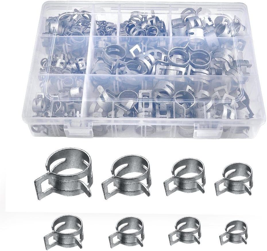 Vanyda 160pcs Hose Clamp Fastener for Fuel Line Hose Clips Water Pipe Air Tube Silicone Vacuum,Diameter Φ6.5 - Φ18mm