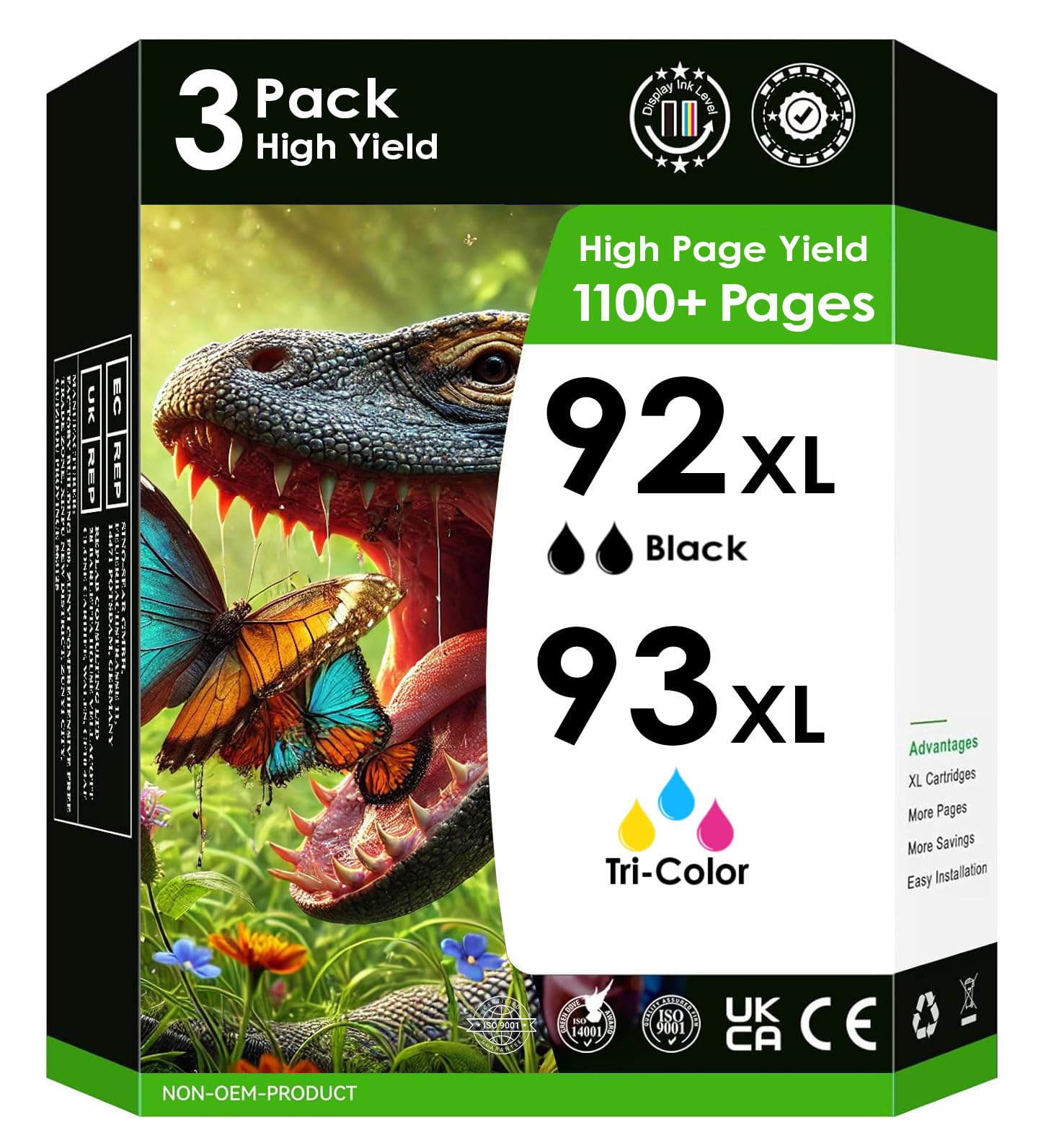 INKjetsclub Compatible Ink Cartridge Replacement for HP 92 and 93. Works with PhotoSmart C6100 C4100 C3175 C3180 C4180 C4188 C3183 C3188 C3190 C4110