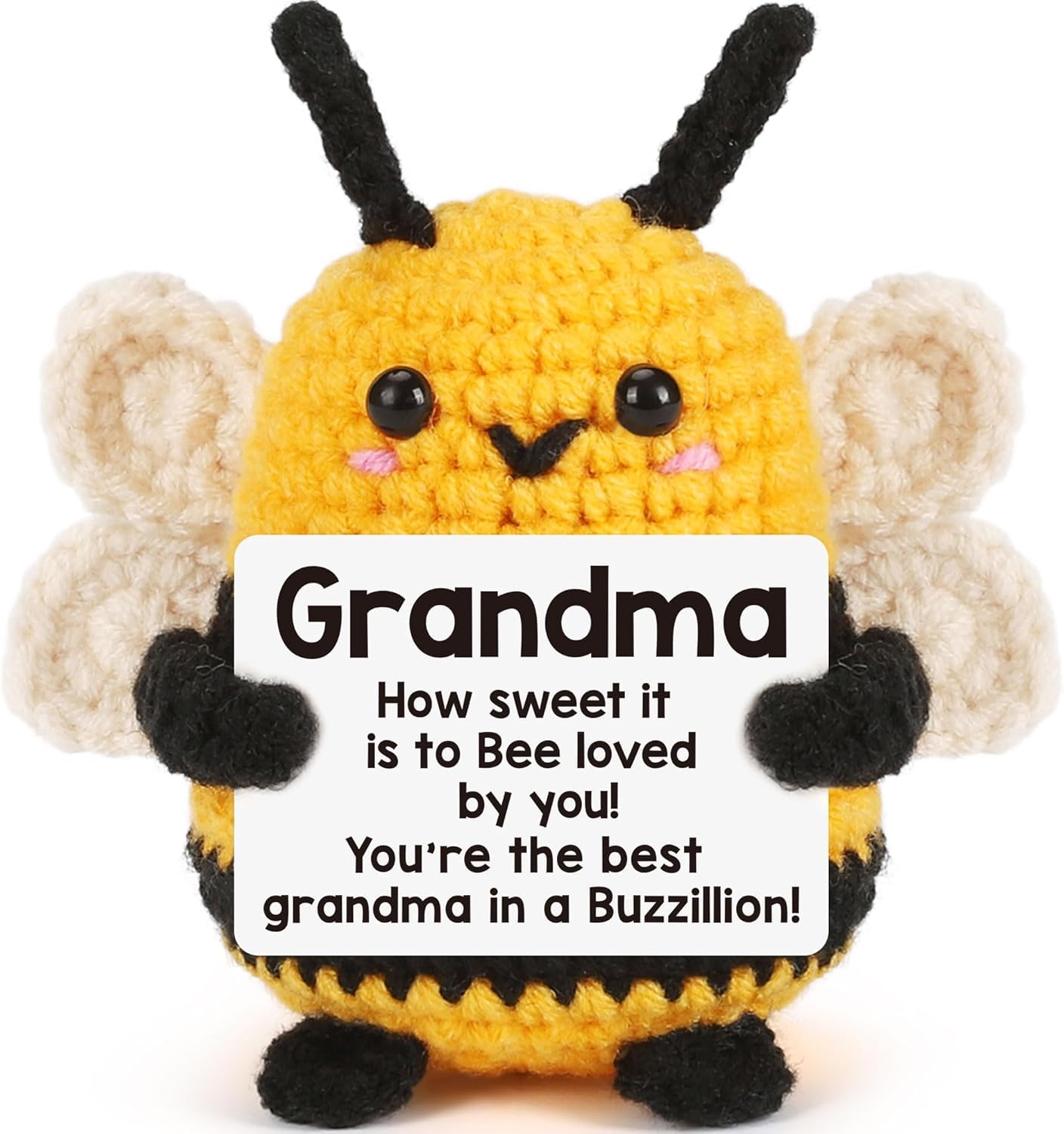 Handmade Crochet Bee Gift for Grandma – “How Sweet It Is to Bee-Loved by You” – Heartfelt Keepsake, Birthday, Mother’s Day, Christmas, Grandma Appreciation Gift