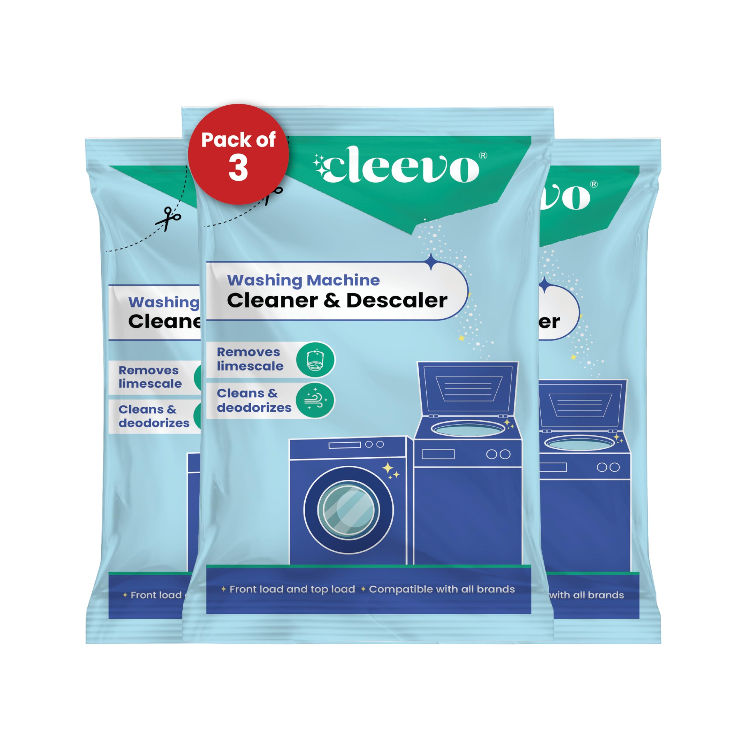 Cleevo Washing Machine Cleaner Powder/Descaler | (Pack of 3) | Descaler for Washing Machine | Tub & Drum Deep Cleaner | Removes Limescale,Odour & Residue | Effective Formula | Front & Top Load Safe-image-14