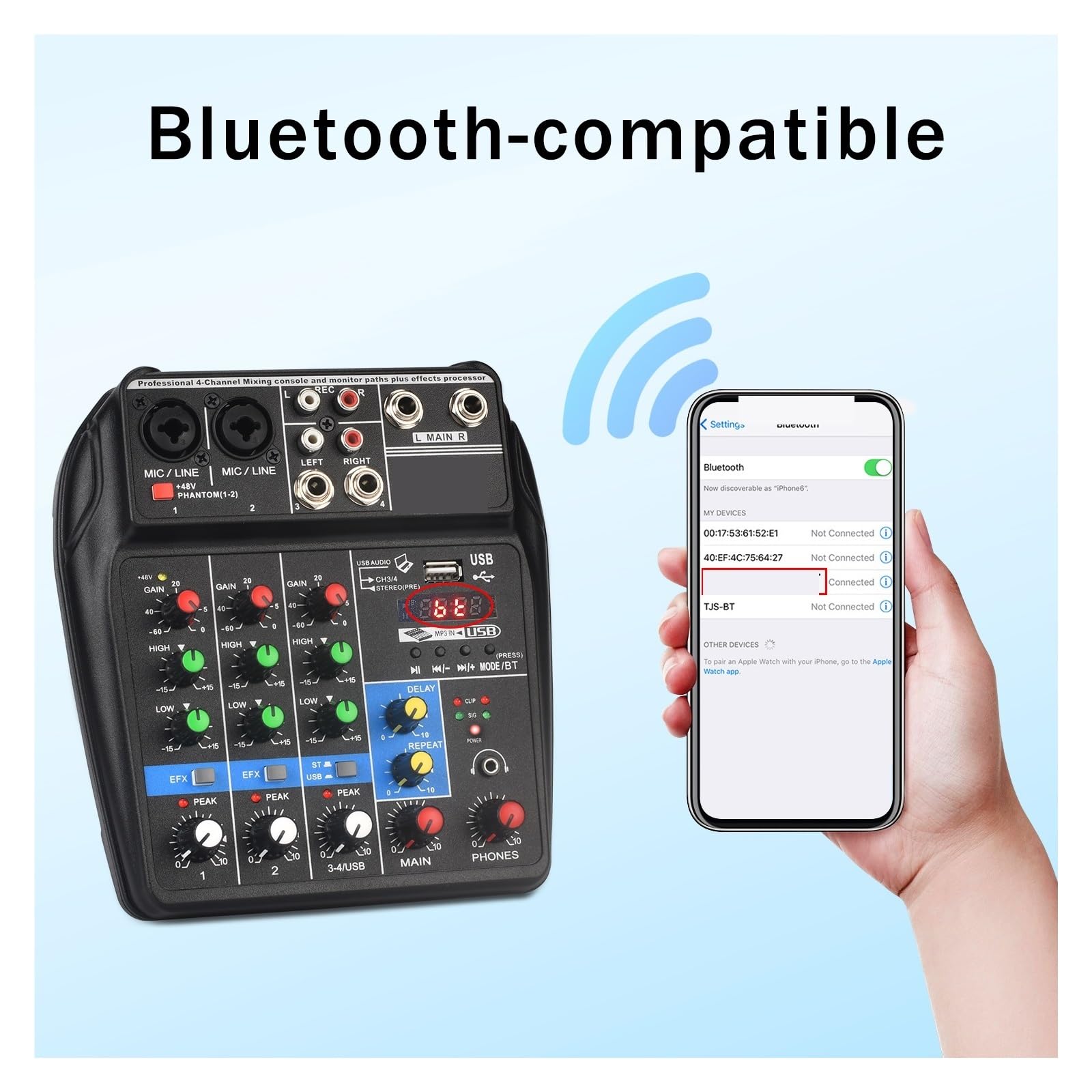Mixer Audio Audio 4/6/8 Canali 24 Effetti 48V Console Di Missaggio Bluetooth USB PC Registra Riproduzione Tabella Di Trasmissione(4 Channel)