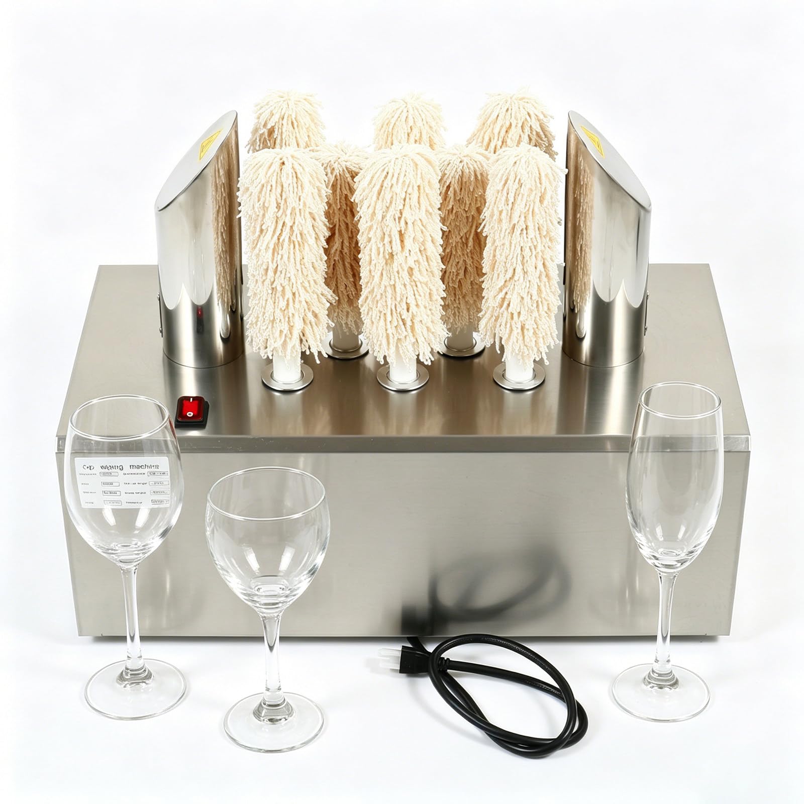 ORIDLECTAL Spotless Electric Wine Glass Polishing Machine: high-volume, 360° cleaning, easy-clean, for beer cups 3Head