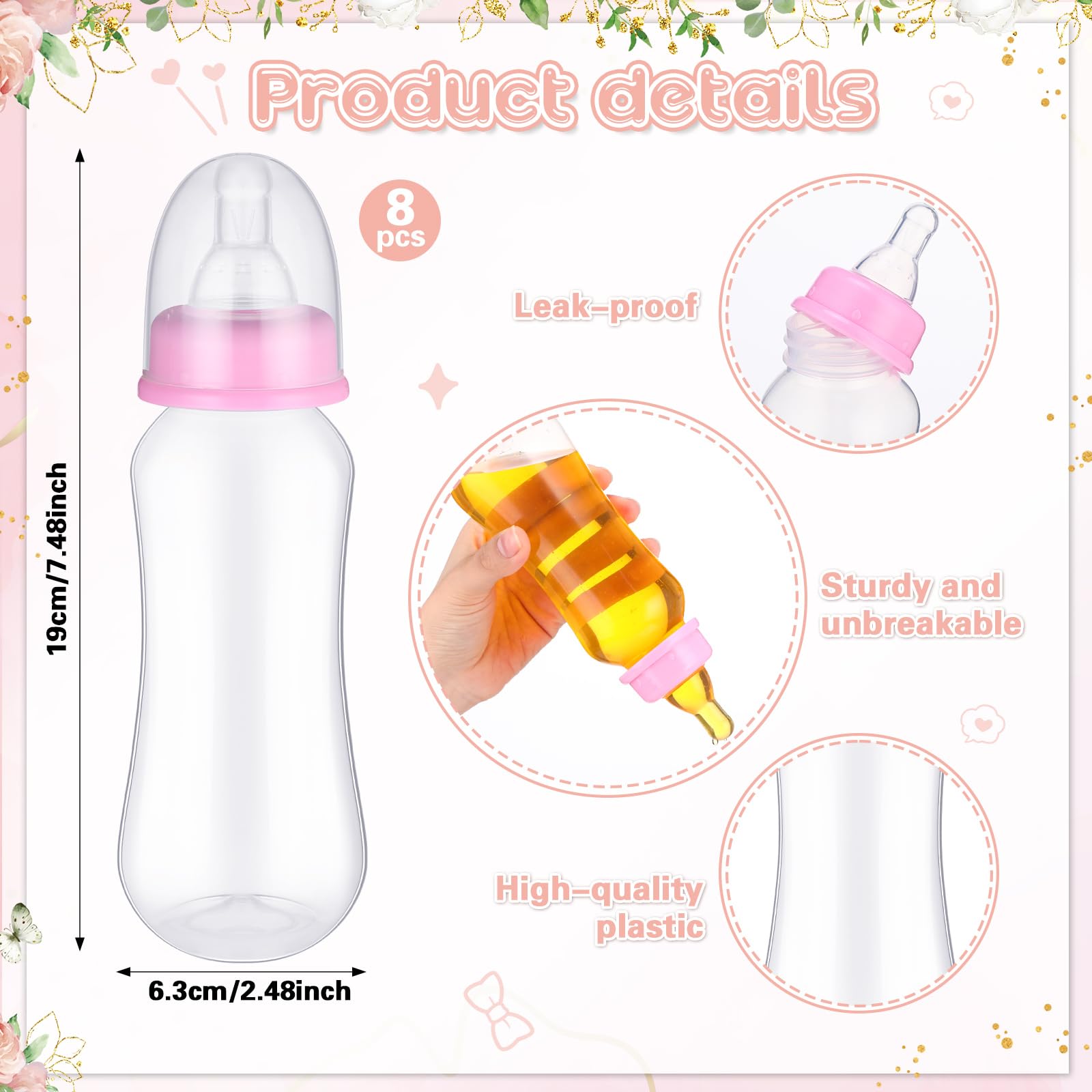 Juego de 17 piezas para baby shower, juego de regalo para el cambio de pañales, incluye 8 divertidos tragos de botellas de plástico, 8 pañales desechables y 1 letrero de juego para fiesta de