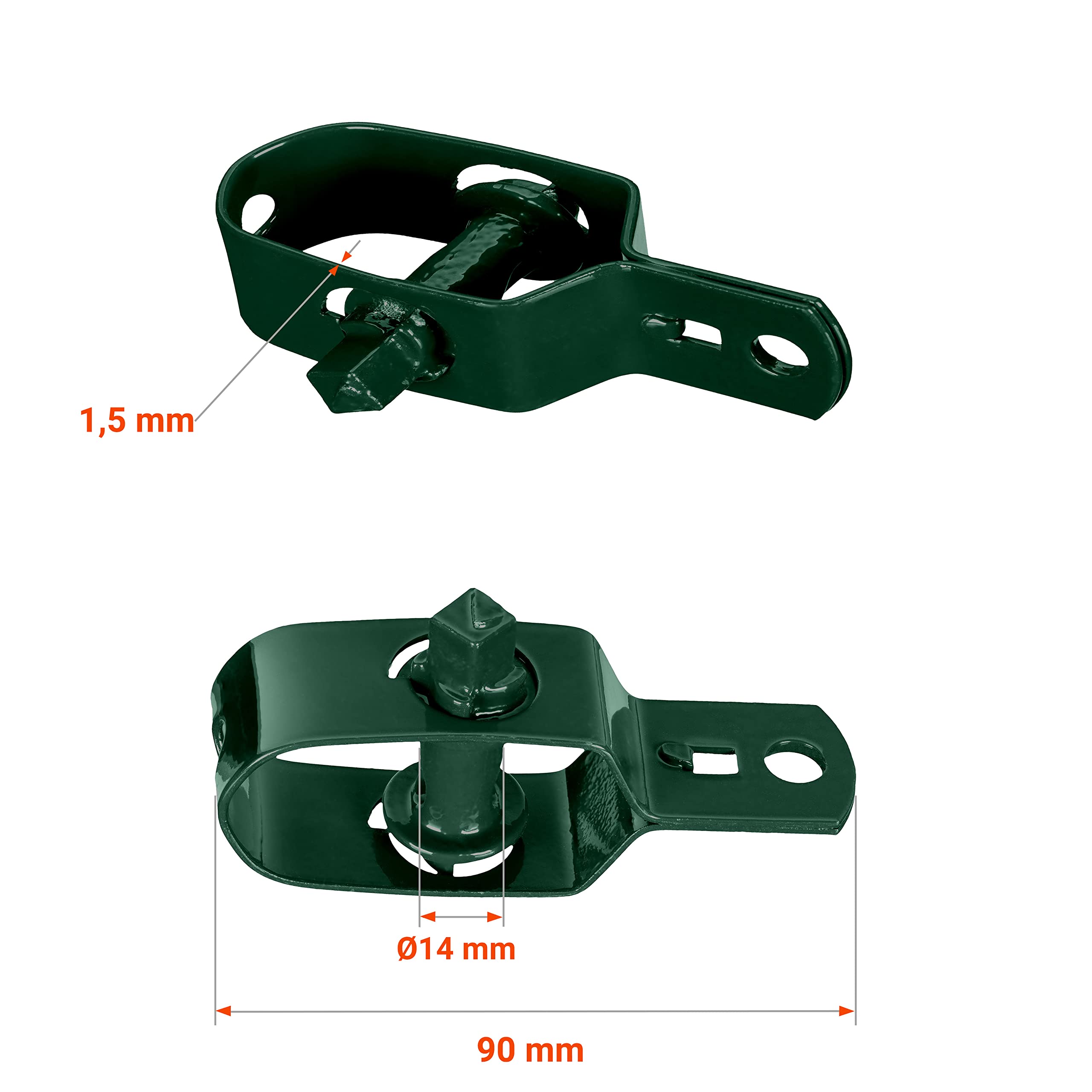 EMFA Drahtspanner Maschendrahtzaun Grün 100 Stück Länge 90mm Spanner für Maschendraht Zaundrahtspanner Zaunspanner