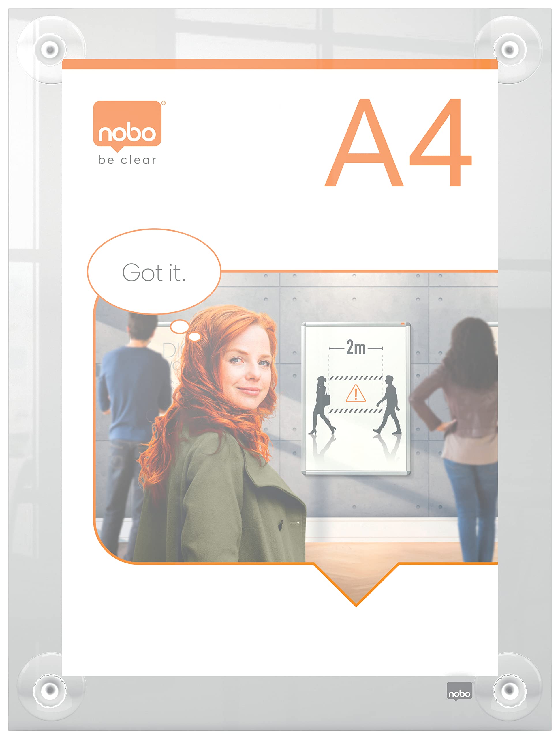 Nobo Porte-Affiche A4 Mural Repositionnable Acrylique Transparent Premium Plus
