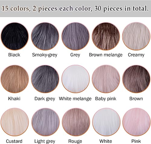 Miniatura 2 de SIQUK 30 pompones de piel sintética esponjosos con lazo elástico para sombreros, zapatos, bufandas, guantes, bolsas, accesorios (15 colores, 2