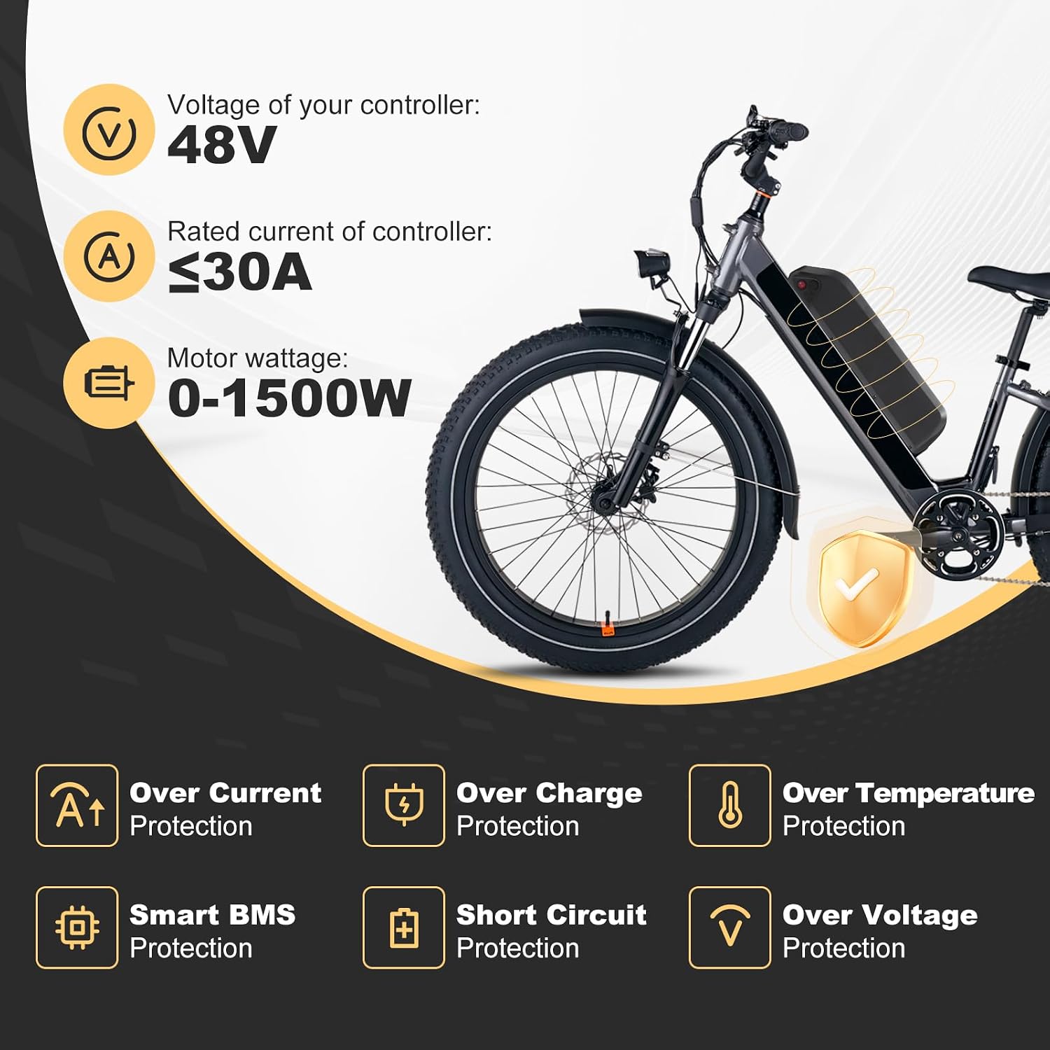 48V Ebike Battery 40A BMS with USB Output & LED Indicator for 250W–1500W Motors Electric Bikes, Tricycles, and Mountain Models (48V15AH4PIN)
