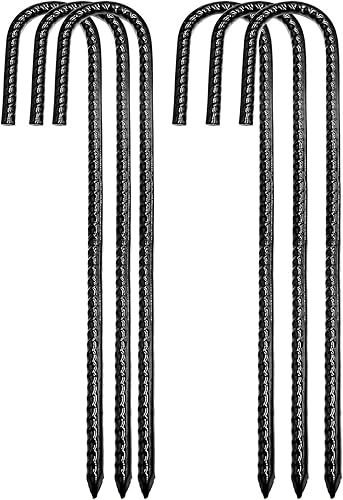 Estacas de barra de refuerzo de suelo, anclajes de suelo, estacas de tienda de campaña con gancho en J para jardín, estacas de metal resistente con