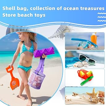 Beach Mesh Shell Bag, Seashell Collecting Bag for Storage Shell Collecting Fruit Vegetable Snacks or Toys