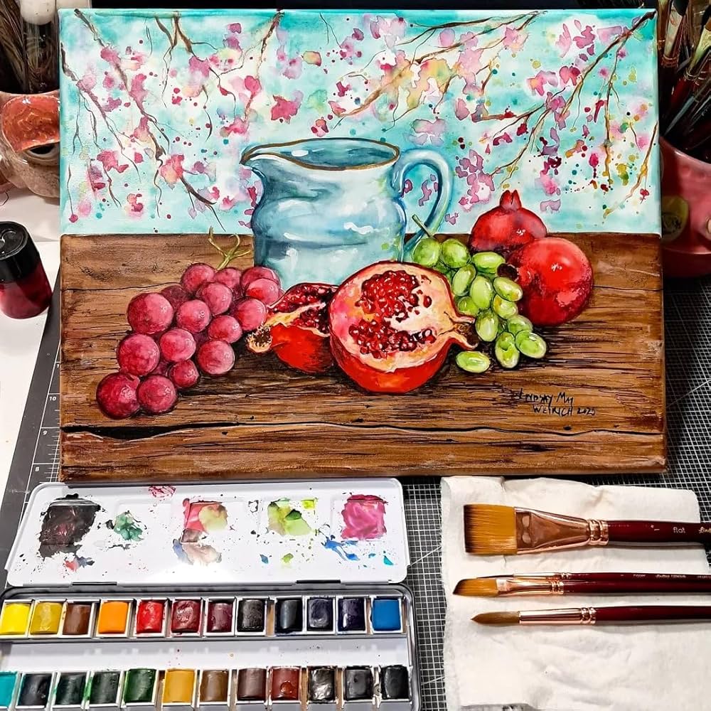 野にて　水彩画　(270×240㎜) Amazon.co.jp: PHOENIX プロフェッショナル水彩絵具セット – 24色