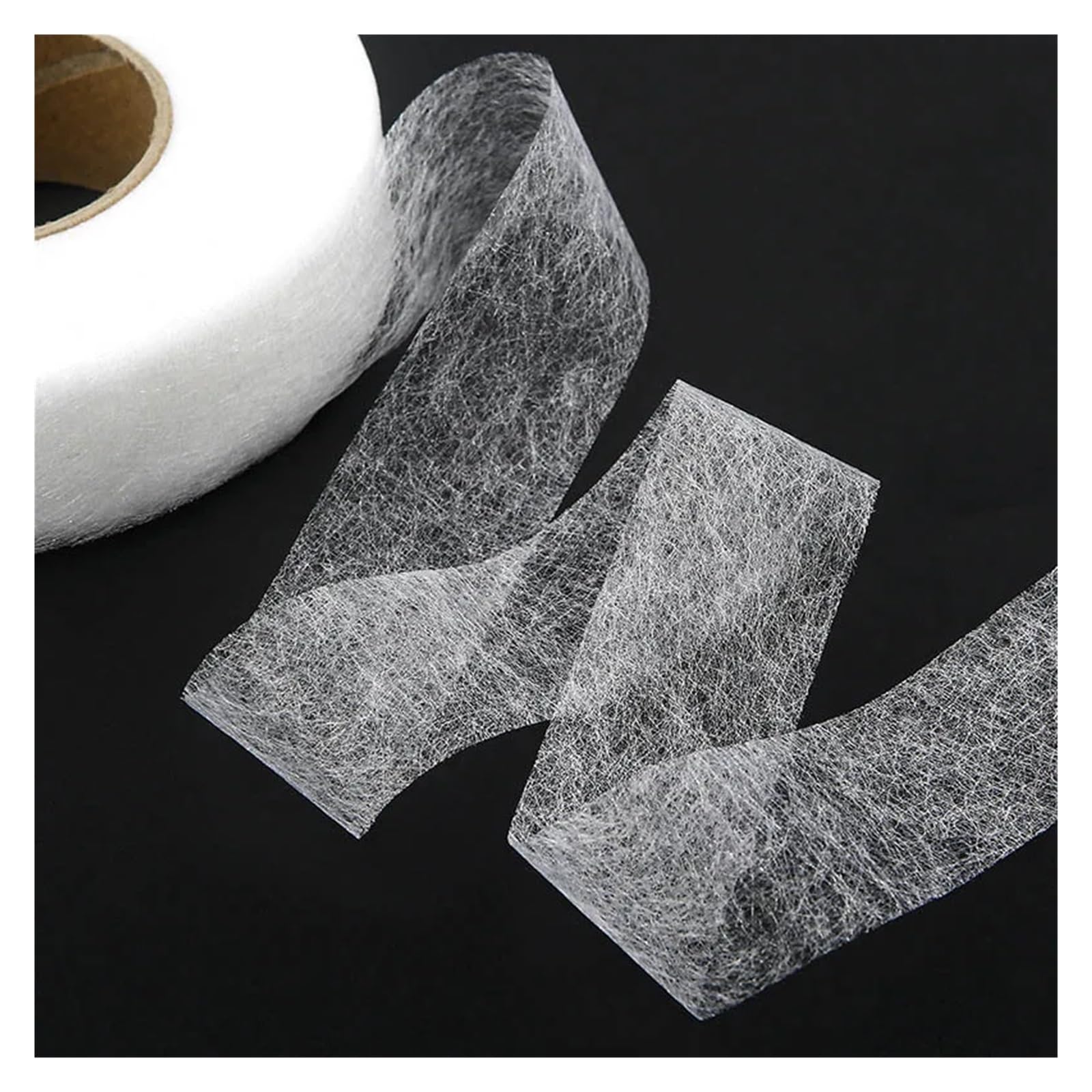 Säumband Bügelband zum Bügeln, 70 Yards schwarz weiß doppelseitiges Interlining-Klebeband for Stoff, Kleidung, for Aufbügeln, DIY, Nähen, Patchwork, Zubehör, Saumband(Black,2cm Wide)