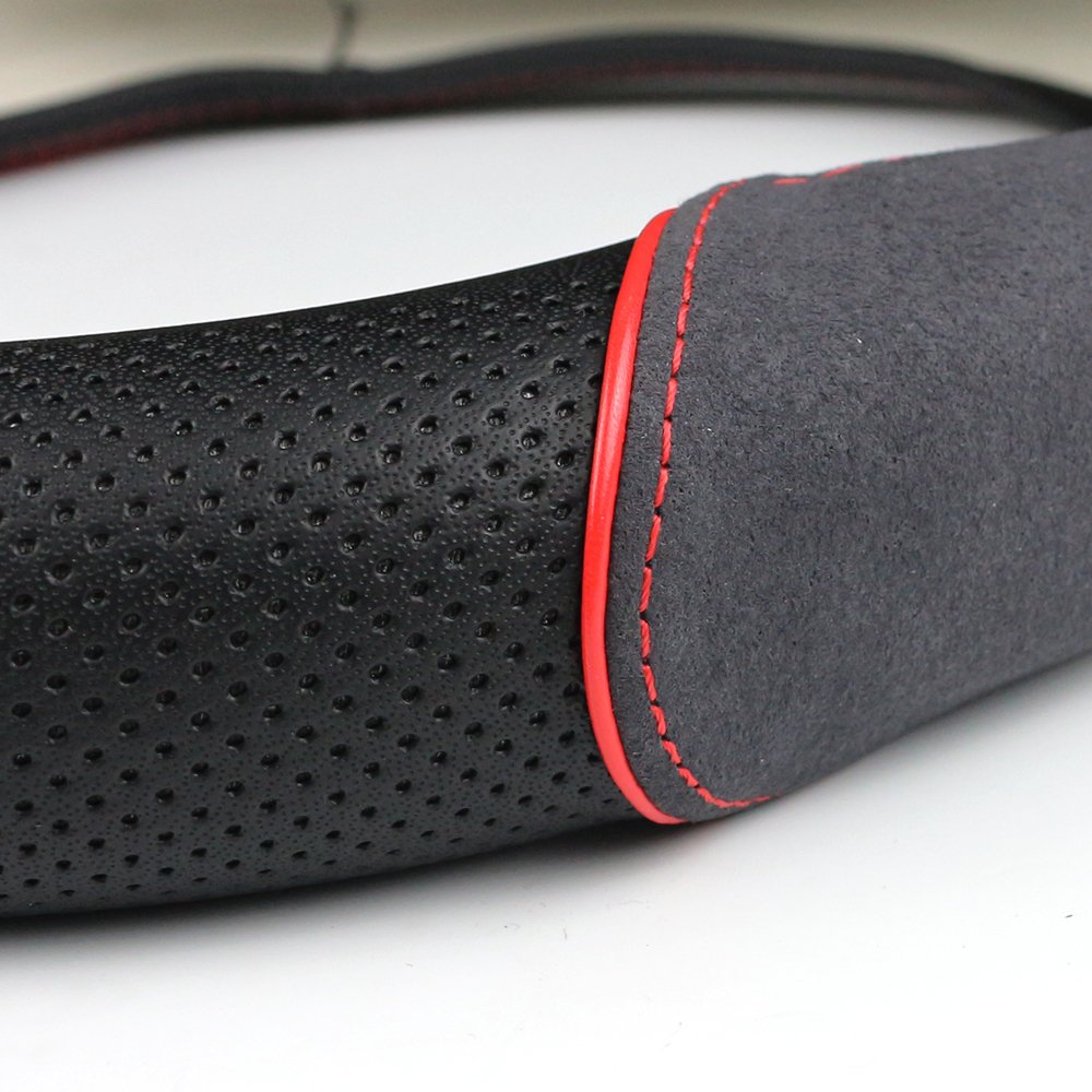 FMS PU Pelle Coprivolante Copertura Volante Copri Volante Auto Automotive Interni Accessori-resistente, Traspirante, Anti-scivolo, Inodore