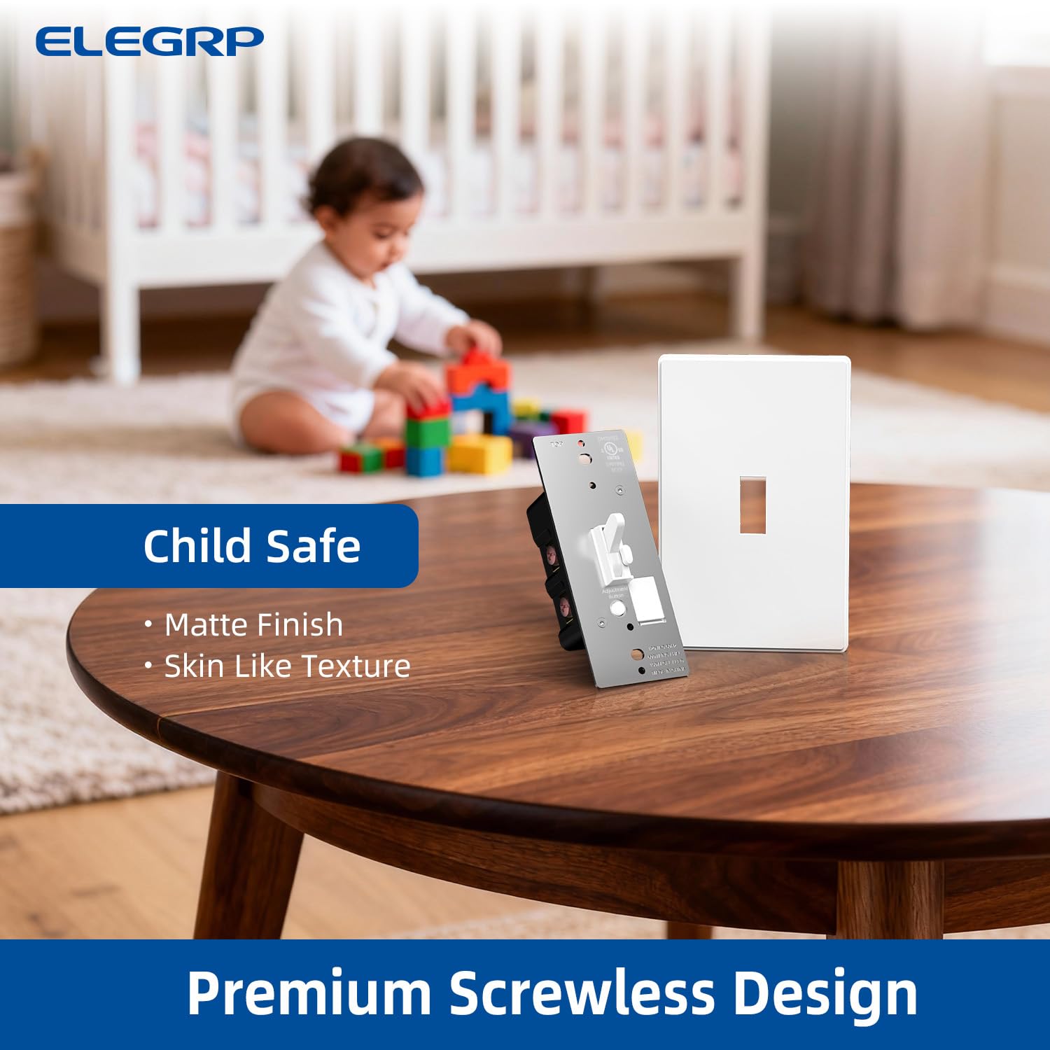 ELEGRP Dimmer digitale per LED dimmerabile, interruttore della luce dimmerabile monopolare o LED a levetta a 3 vie, piastra da parete senza viti inclusa, certificazione UL, confezione da 6, bianco