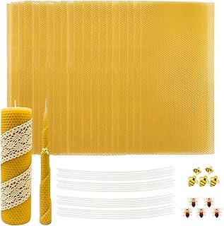 Lacaser Beeswax Sheets for Candle Making Kit, 20 Pcs 8"x16" Pure Bees Wax Made