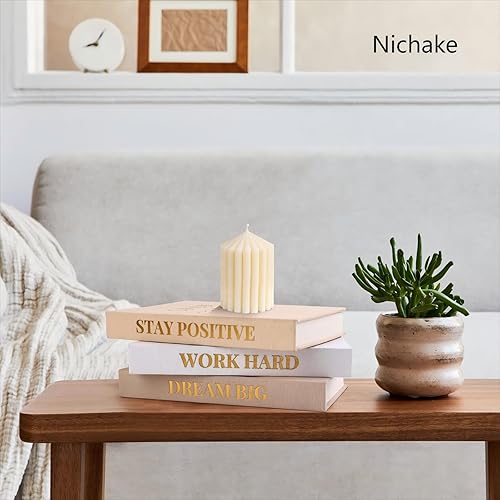 Miniatura 5 de Juego de 3 libros decorativos cubiertos de lino para decoración del hogar y la oficina, libros de decoración de estampado de lámina dorada,