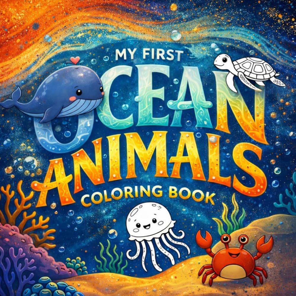 My First Ocean Animals Coloring Book: Simple, Cute, and Easy Outline Illustrations for Toddlers and Preschoolers (Ages 2-8)