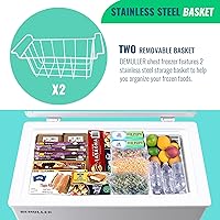 Vista 2 de Congelador Profundo con Control Electrónico Congeladores Independientes con 2 Cestas Removibles de Acero Inoxidable Mini Congelador de Apertura