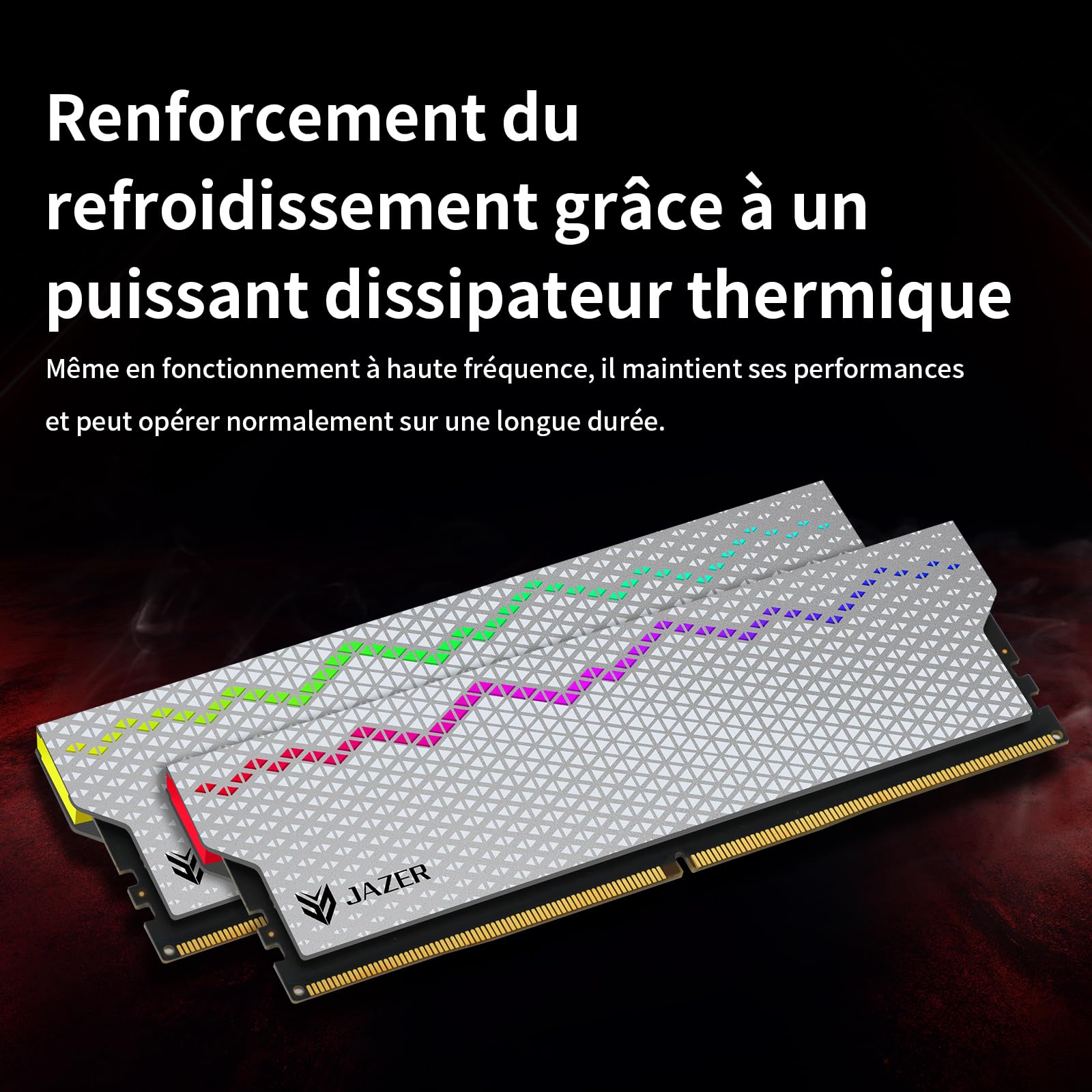 JAZER DDR5 RGB 32Go (16Go x 2) 6000MHz CL28 - Compatible avec XMP 3.0 et Expo - Mémoire de Travail pour Ordinateur de Jeux PC CL28-35-35-76/1,4V(Blanc)