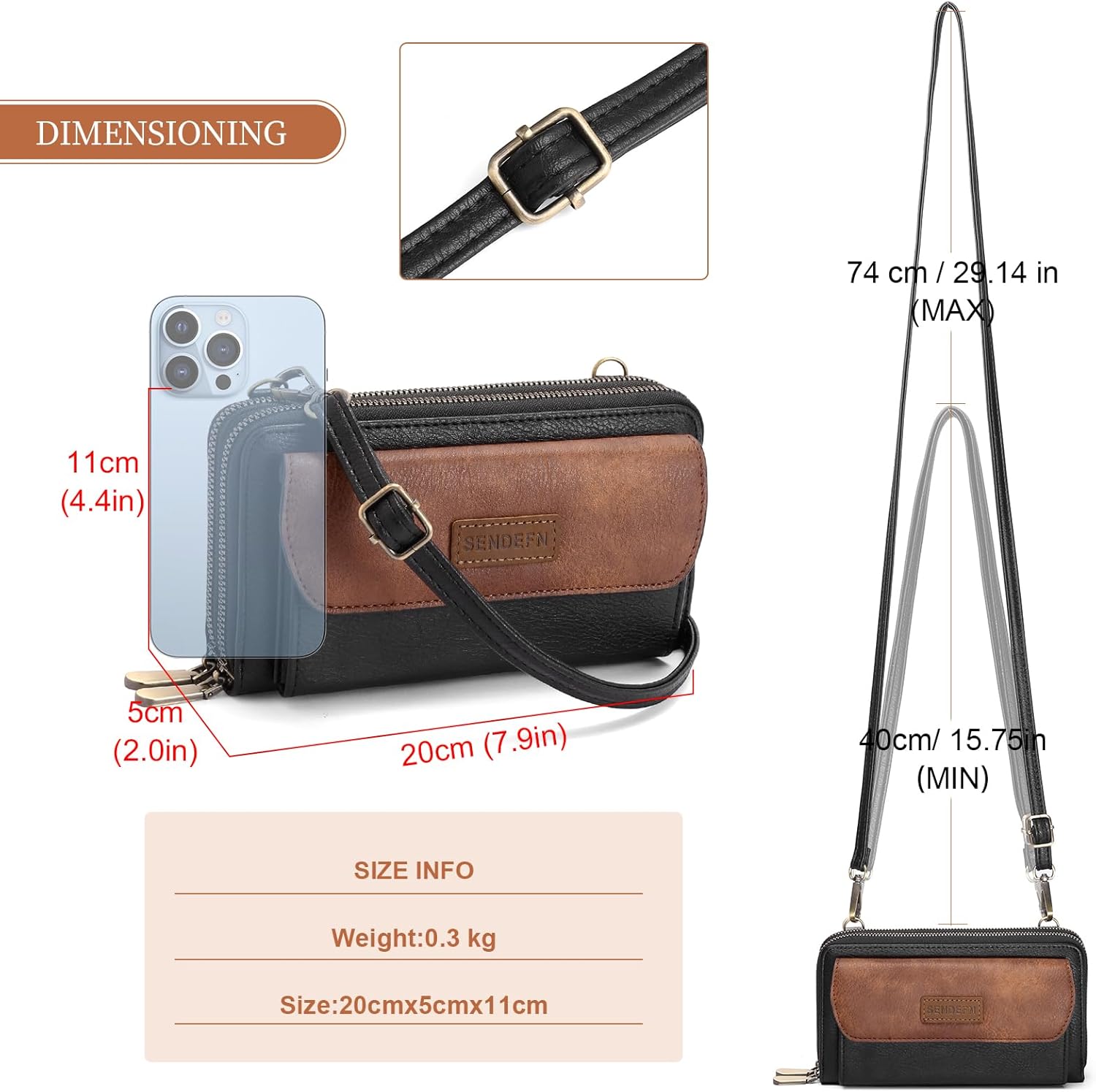 SENDEFN Small Crossbody Phone Purses for Women Vegan Leather Crossbody Bags Shoulder Handbags | Small, Crossbody, Vegan Leather - Image 5