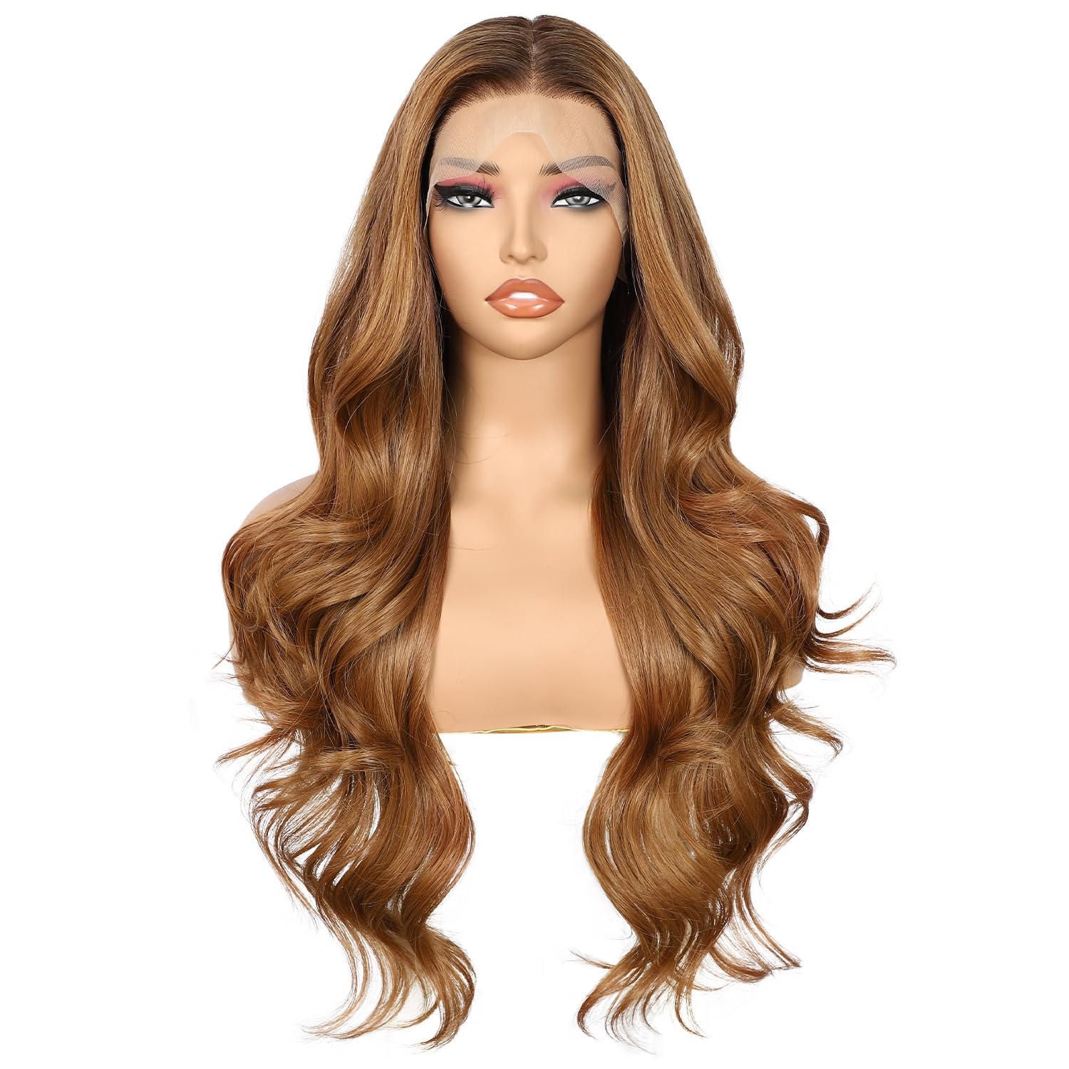 Sapphirewigs Lace Front Wig 13x4 Ginger Synthetic Lace Front Wigs for Women Auburn Body Wave Party Date Daily Wear Christmas Natural Looking 26 inch - Image 2
