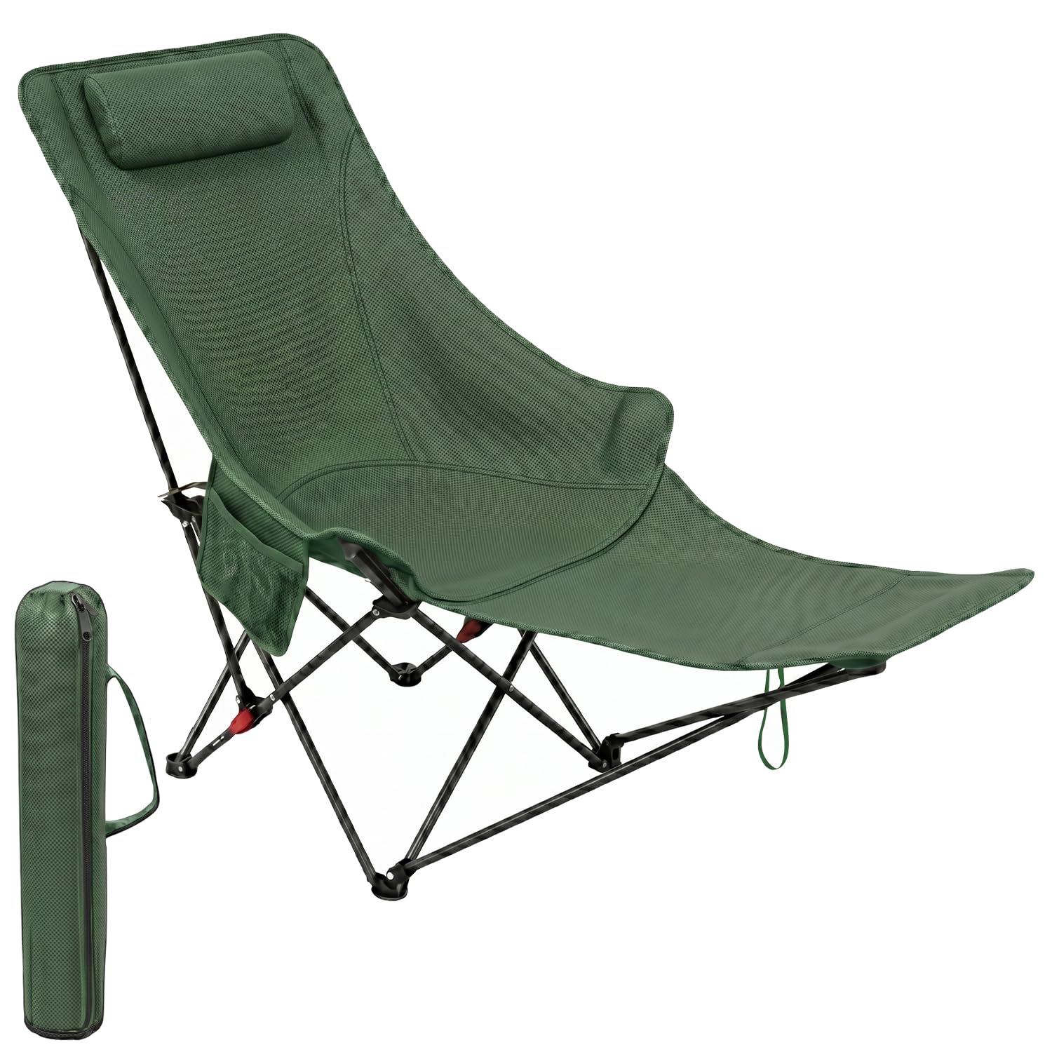 HACER Compact Folding Chair with Heavy Duty Metal Frame 3 Adjustable Positions Portable Lightweight Foldable Seat for Outdoor Camping Hiking Fishing Garden Beach Picnic Travelling (Pack of 1, Green)