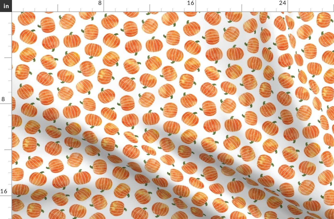 Spoonflower Fabric - Pumpkin Watercolor Fall Halloween Autumn Thanksgiving Pumpkins Printed on Organic Cotton Sateen Fabric by The Yard - Sewing Quilting Apparel Home Decor