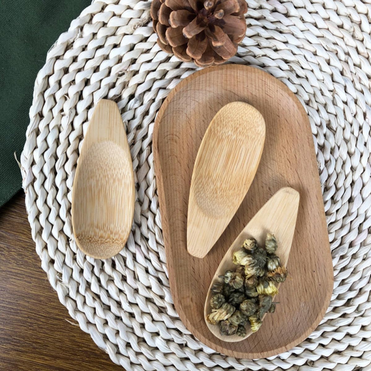 12 Pack Bamboo Mini Dessert Spoons for Jars, Sugar, Honey