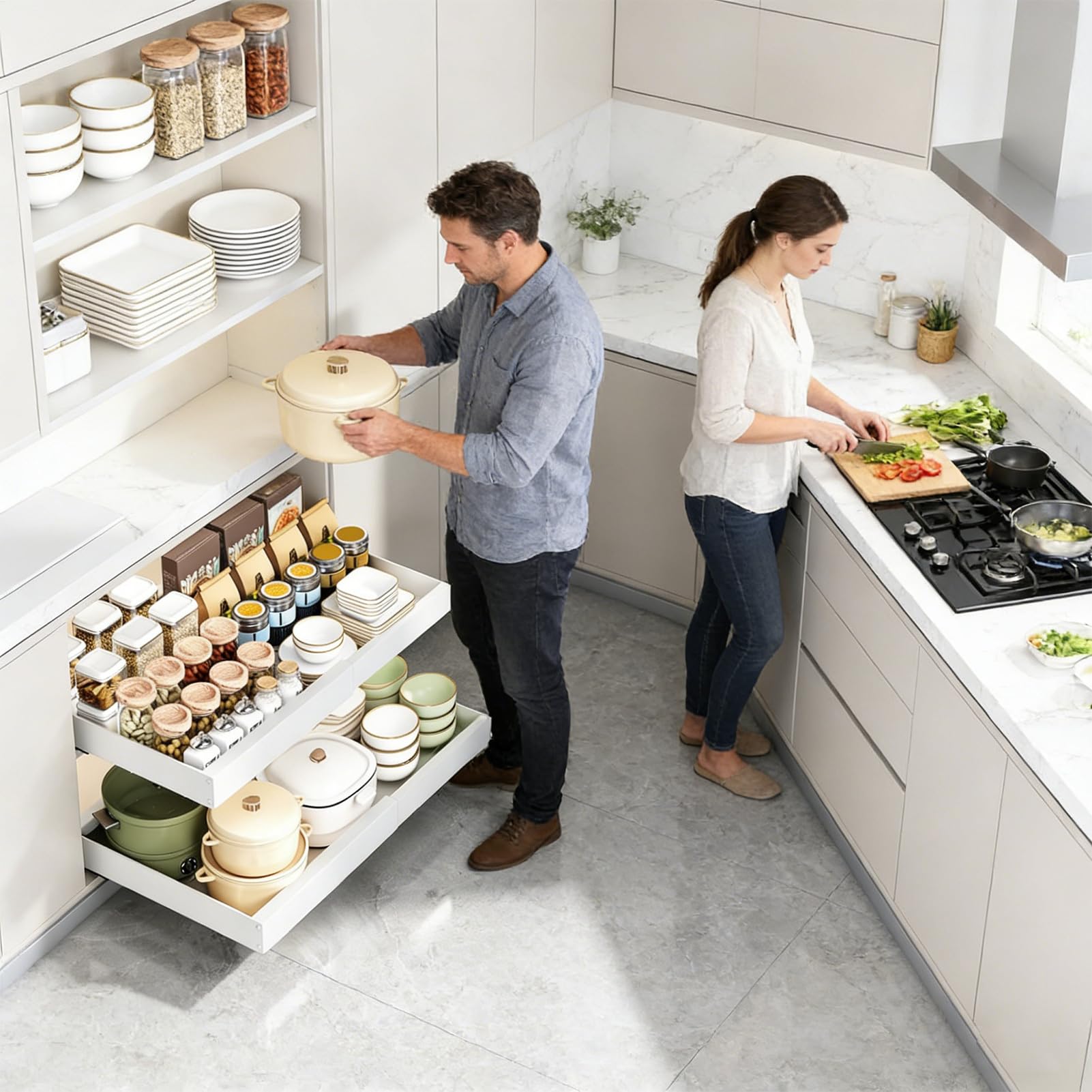 Organizzatore Estraibile Per Mobili Vassoio Scorrevole Adesivo per Cucina | Ripiano Organizzatore Scorrevole per Casa, Appartamento, Dispensa, Cucina, Bagno, Camera da , Lavanderia