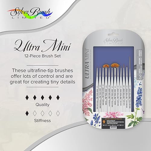 Miniatura 3 de Silver Brush Limited UMS-2412S Ultra Mini Explorer - Juego variado de pinceles para acuarela, gouache, tintas, tintas, acrílicos y pinturas de