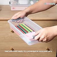 Vista 5 de Plastic Storage Bin with Lid, Stackable Design, Clip Box for Crafts, Supplies and Office Items Container (8 Pack 4 Quart)