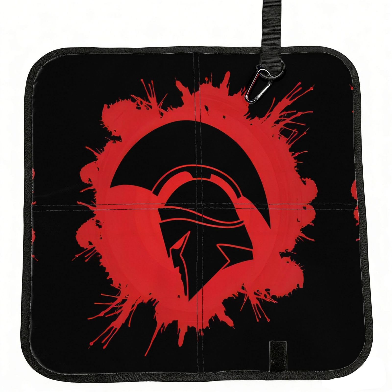 MROWYC Spartan Warrior Helmet Printed Foldable Seat Cushion - Portable with Carabiner, for Stadium, Camping, Hiking
